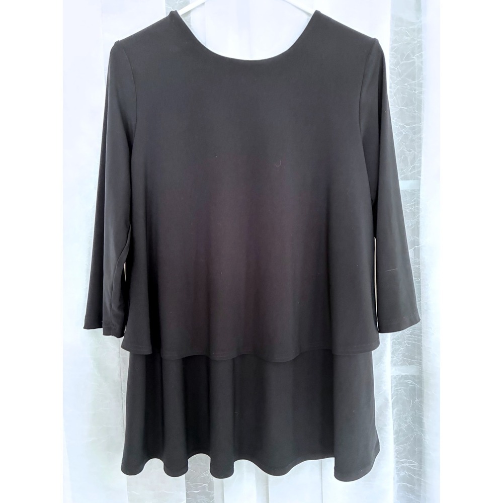 Sympli Black Go To Tunic Top Double Layer Tiered 3/4 Sleeve Size 10 Canada - Picture 3 of 6